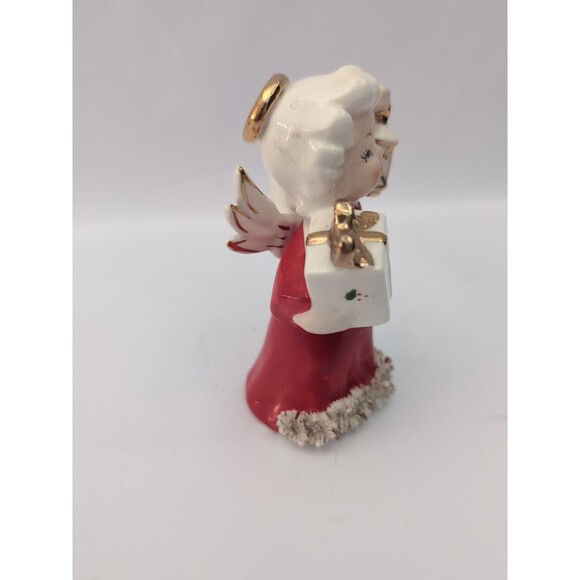 Vtg Christmas Angel Figurine Spaghetti Trim Lantern Present Fine A Quality Japan - Picture 5 of 7